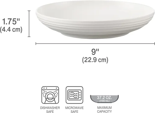 Miniatura 3 de Mikasa Ciara Bone - Juego de 4 cuencos para pasta, ligeros, resistentes a las astillas, 8 pulgadas, color blanco