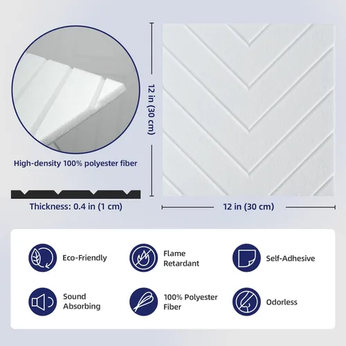 Miniatura 4 de Vieshful Paneles acústicos autoadhesivos, paneles de pared insonorizados de 12 x 12 x 0.4 pulgadas, absorbentes de sonido de alta densidad, paneles