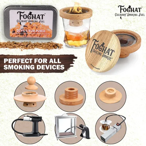 Miniatura 5 de Ahumador para Cócteles Foghat - Virutas de Madera de 4oz para Ahumador, Ron de Diablo y Juego de Infusión para Bebidas y Whisky - Virutas de Madera