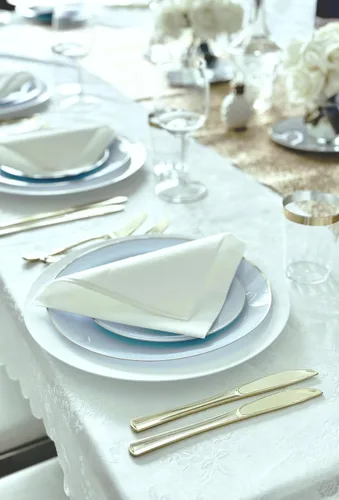 Miniatura 4 de Ocasiones" Paquete de 50 platos (25 invitados) - Juego de platos de plástico desechables para fiesta de boda, cena de 25 x 10.25 pulgadas + 25 x