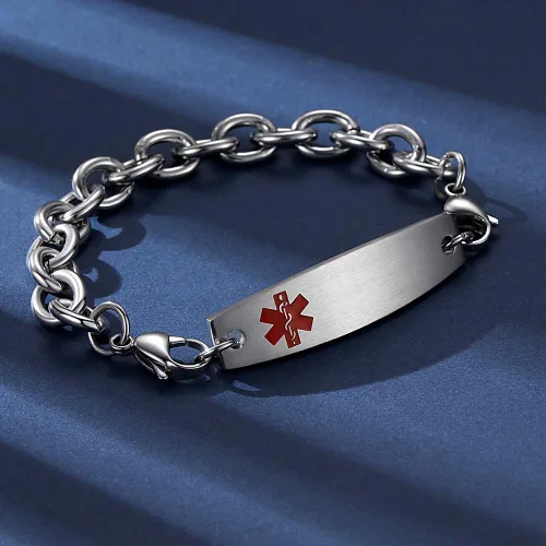Miniatura 4 de Pulseras médicas ajustables de 7.5"-9" para mujereshombres pulseras médicas intercambiables de acero inoxidable