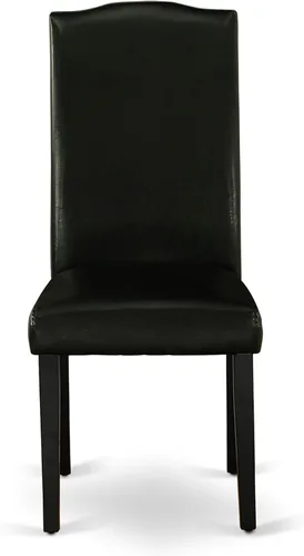 Miniatura 4 de East West Furniture ENP1T69 Encinal Parson - Juego de 2 sillas acolchadas de piel sintética negra con ribete de clavo, color negro