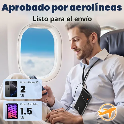 Miniatura 5 de Aaoyun Cargador portátil Power Bank, 10000mAh 22.5W PD carga rápida Powerbank con cable USB C integrado, batería externa delgada para iPhone