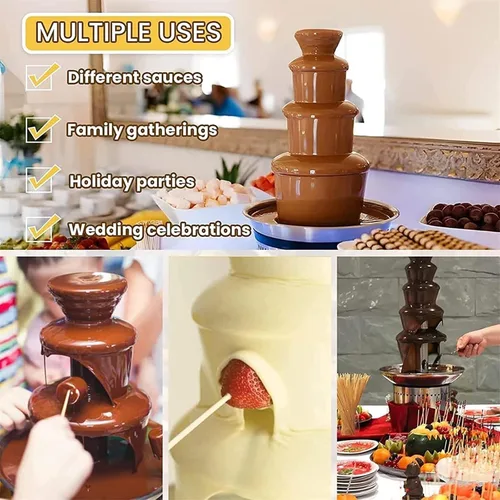Miniatura 2 de Fuente de chocolate de 4/5/6/7 niveles, máquina de fuente de fondue de chocolate de acero inoxidable comercial para fiestas, bodas, restaurantes