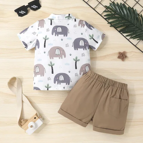 Miniatura 17 de JEELLIGULAR Conjunto de ropa de verano para bebé niño de manga corta con botones y pantalones cortos, trajes casuales para caballeros de 1 a 6 años