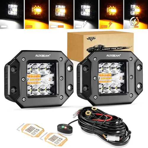 Miniatura 13 de Auxbeam Barra de luz LED de 3 pulgadas, 72 W, color ámbar/blanco, luces de conducción todoterreno para camión, SUV, barco, 4x4, Jeep Wrangler