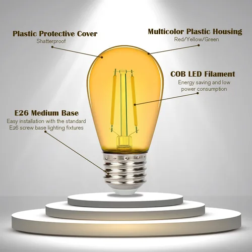 Miniatura 4 de Leadleds Paquete de 15 bombillas LED S14 de colores para tiras de luces de exteriores, bombillas de repuesto inastillables de 2 W para luces