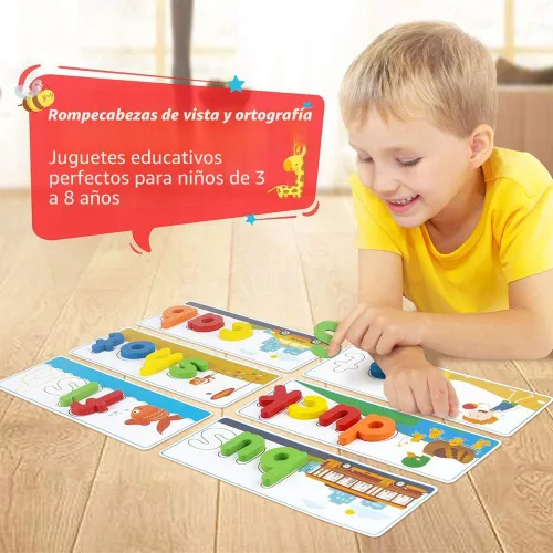 Miniatura 2 de KMUYSL Juguetes de aprendizaje para niños y niñas de 3, 4, 5, 6 años, ver y deletrear CVC, constructores de palabras con tarjetas del alfabeto