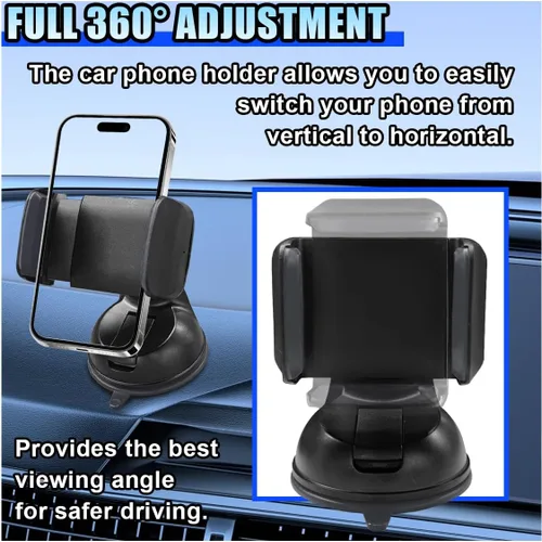 Miniatura 5 de Soporte para teléfono celular de automóvil, soporte de teléfono automático ajustable en 360° con ventosa fuerte, soporte de navegación