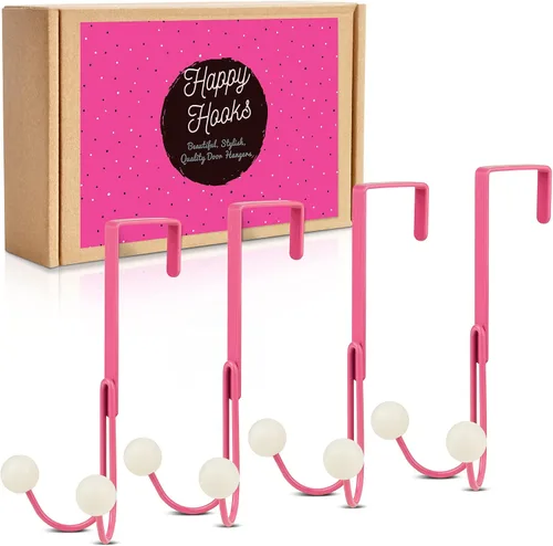 Miniatura 12 de Gancho para toallas sobre la puerta - 2 ganchos rosados por paquete - Adorable gancho para colgar sobre la puerta del baño, bonitos ganchos