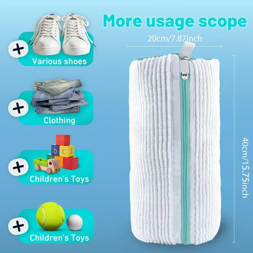 Miniatura 5 de Bolsa XXL para lavadora de zapatos, bolsa de zapatos de lavandería para lavadora y secadora, bolsa de zapatos de lavandería para proteger tenis