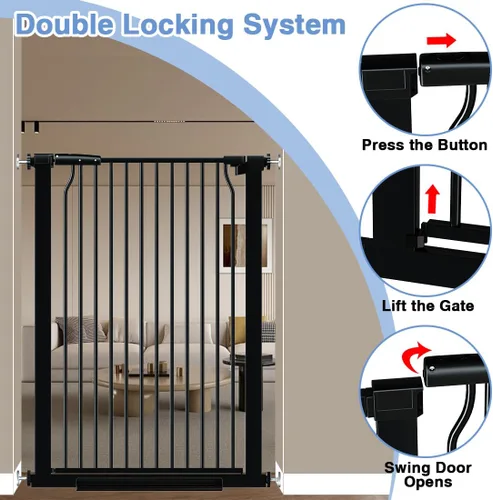 Miniatura 4 de Puerta de bebé extra alta de 40.55" para escaleras - 40.6"-54.7" de ancho 1.37" de espaciado ultra estrecho Puerta extra ancha para gatos y perros