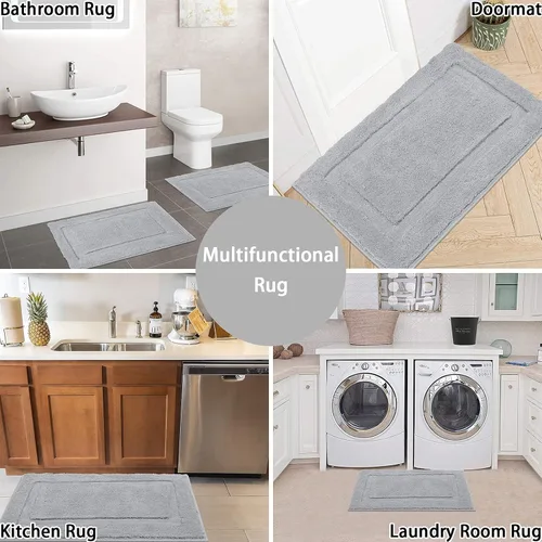 Miniatura 8 de SHACOS Juego de alfombras pequeñas de baño de 2 piezas con tapetes de baño en forma de U, tapetes de inodoro de 16x24 + 20x24 pulgadas, tapetes