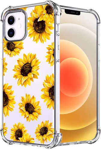 Miniatura 51 de Funda transparente de girasol compatible con iPhone SE 2022 SE 2020 7 8, funda trasera floral para niñas y mujeres, funda protectora transparente