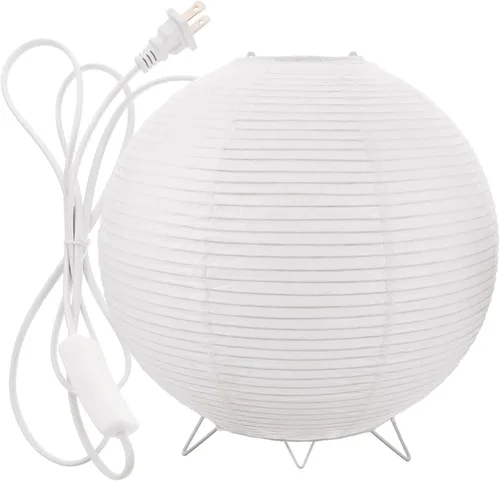 Miniatura 9 de Lámpara de mesa de papel con bombilla E14, luz suave y cálida para dormitorio, lámpara decorativa de papel de arroz para dormitorio, lámpara