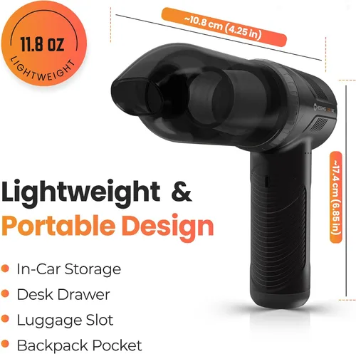 Miniatura 6 de Hedgehog TurboVAC - Aspiradora portátil 3 en 1 para automóvil, soplador y bomba de aire, aspiradora de mano para automóvil con USB C recargable