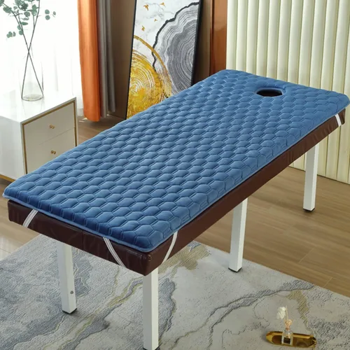 Miniatura 14 de Cubrecolchón de mesa de masaje de 2.0 in/2.8 in de grosor, funda de colchón trapezoidal para cama de salón de belleza, sábanas con agujeros de Gris