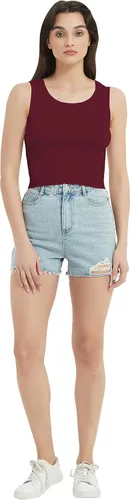 Miniatura 2 de Women's Casual Tank Top Solid Color Basic Sleeveless Crew Neck Ribbed Knit Crop Top