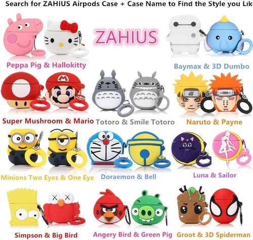 Miniatura 3 de TEMTOOE - Funda de silicona compatible con Apple Airpods 1 y 2, funda ligera [patrón de dibujos animados] [diseñada para niños y niños] (Mike)