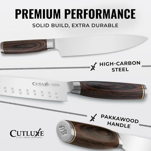 Miniatura 2 de Cutluxe Juego de cuchillos de chef de 3 piezas – Cuchillos de cocina japoneses ultra afilados, cuchillas de acero inoxidable de alto carbono, asas