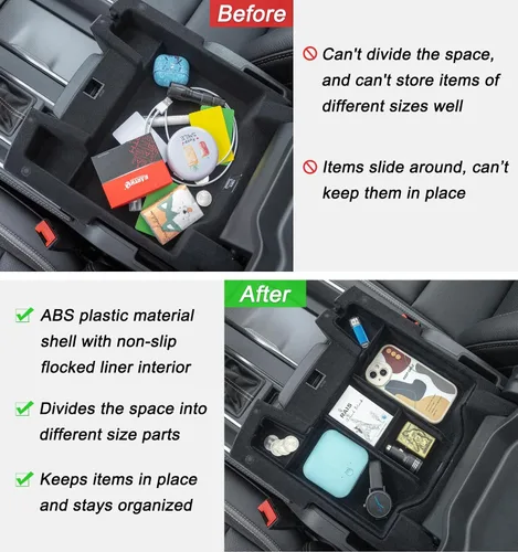 Miniatura 3 de PIMCAR Organizador de Consola Central Mejorado con Forro de Flocado Interior Compatible con Dodge RAM 1500 2500 3500 2019-2025 2026