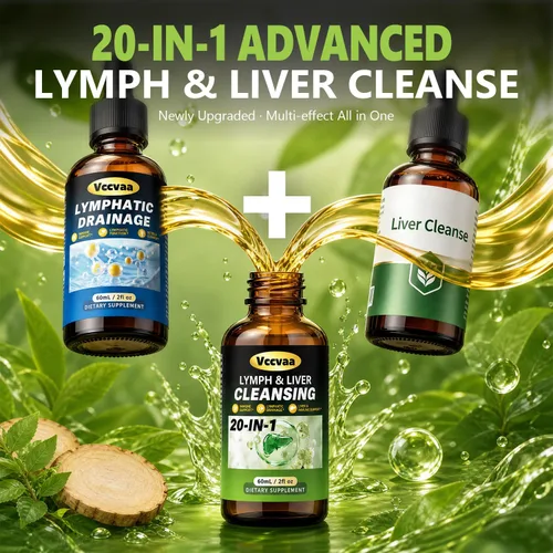 Miniatura 5 de Lymph & Liver Cleanse Liquid Drops, 20-in-1 Lymphatic Drainage Drops, Natural Herbal Complex with Milk Thistle, Echinacea, Fucoxanthin - Gentle