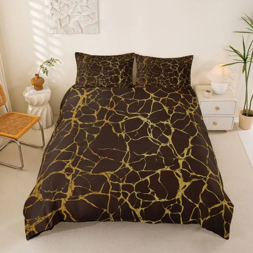 Miniatura 18 de Erosebridal Juego de funda de edredón de mármol metálico plateado, tamaño individual, juego de ropa de cama con purpurina gris plateado, diseño