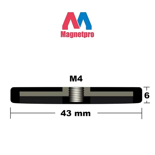 Miniatura 2 de Magnetpro 4 Piezas Imanes de Montaje Fuertes con Revestimiento de Goma Antiarañazos, 30 LBS de Potencia Adhesiva, Base de Ensamblaje Magnética