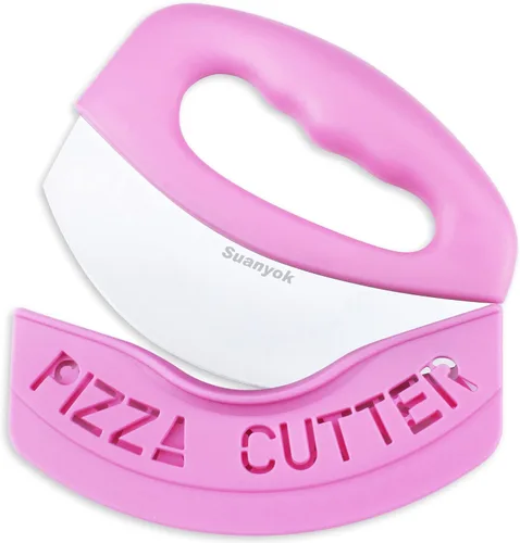 Miniatura 7 de Suanyok Cortador de pizza premium con rueda y picador de alimentos - Cuchillo de pizza multifunción con cuchilla superafilada de acero inoxidable