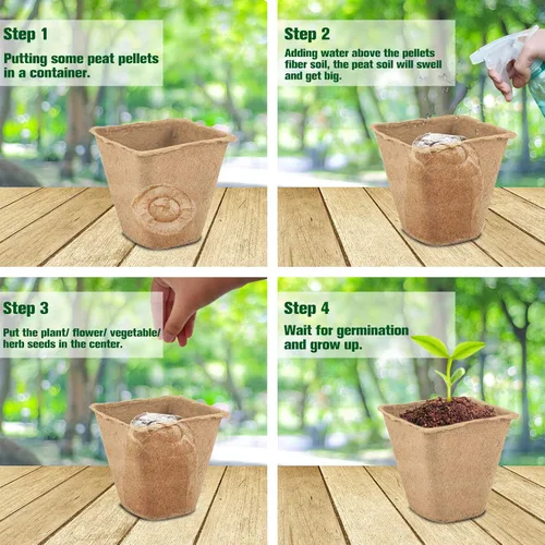 Miniatura 4 de ZeeDix 55 unidades de 1.181 in de fibra comprimida de pellets de turba, iniciadores de semillas de plantas de suelo, tapones de vivero, paleta, 300