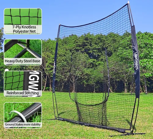 Miniatura 4 de 7x7ft/8x8ft Baseball Softball Net with Steel Frame for Batting, Hitting, Pitching, Portable Baseball Batting Net with Carry Bag, Great for All Levels