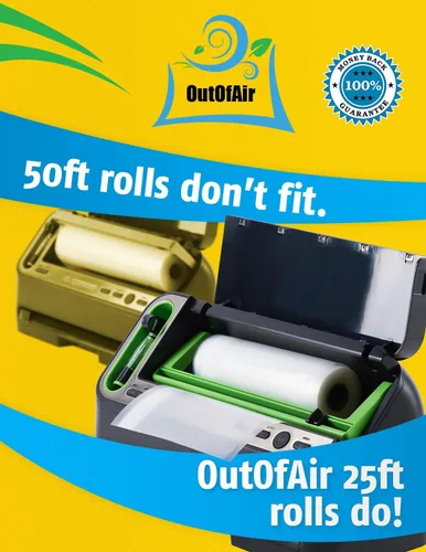 Miniatura 2 de Rollos de 8 pulgadas x 25 pies (se adaptan al interior de la máquina) – Paquete de 8 rollos a granel (200 pies en total) OutOfAir que funcionan