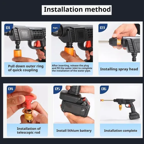 Miniatura 3 de Lavadora a presión de mano, lavadora a presión de mano, 6 en 1, portátil, inalámbrica, con manguera desmontable de 16 pies para automóvil, jardín