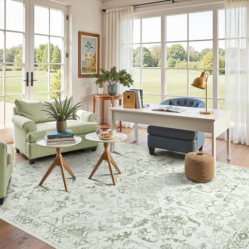 Miniatura 39 de Alfombra de área pequeña de 2 x 3 pulgadas, color beige, para entrada, baño, cocina, antideslizante, de pelo bajo, lavable, moderna alfombra bohemia