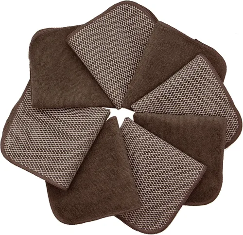 Miniatura 3 de Paño de limpieza de microfibra, paños de cocina marrones, 12 x 12 pulgadas, paquete de 8