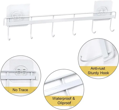 Miniatura 3 de YiZhi Ganchos adhesivos de pared para riel de cocina, soporte para utensilios de ahorro de espacio, sin perforación, colgador de accesorios
