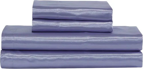Miniatura 24 de Mk Collection - Juego de sábanas de satén sedoso suave y de color sólido con bolsillo profundo (azul aguamarina, individual)