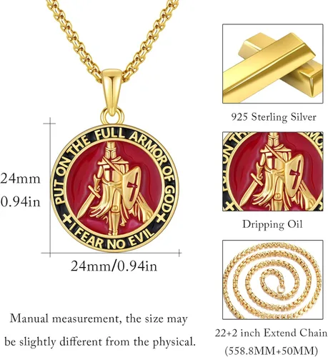 Miniatura 260 de Collar con colgante de plata de ley 925 con medalla de San Patrón, joyería religiosa para hombres y mujeres, con cadena de acero inoxidable 316L
