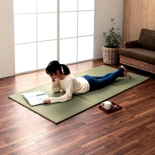 Miniatura 5 de Colchón tradicional japonés tatami, colchón de piso de tres pliegues, futón de hierba Igusa Rush, tapete plegable japonés para dormir, meditar