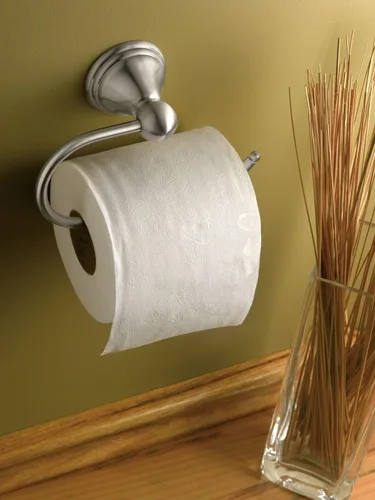Miniatura 2 de Colección Moen Preston Soporte para Papel Higiénico de Un Solo Poste Níquel Cepillado Resistente a Manchas, Soporte para Rollo de Papel Higiénico