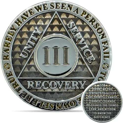 Miniatura 27 de Moneda de sobriedad de 10 años Chip AA Legacy Ficha de aniversario de recuperación de triplaca gruesa (Aqua)