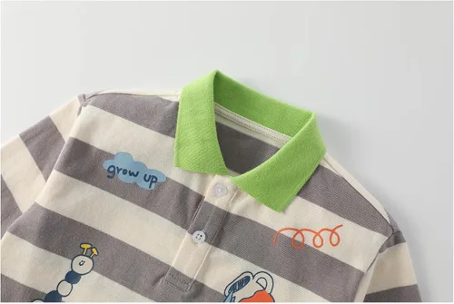 Miniatura 4 de Polo de manga larga para niños, camisas de rugby de manga larga con estampado de algodón, camiseta de otoño de algodón