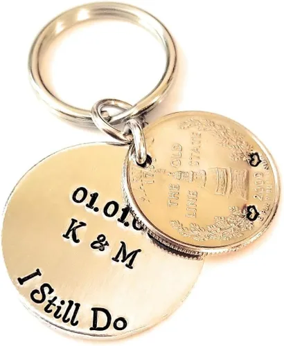 Tucker's Trinkets And Treasures 25th Anniversary Year Quarter, I Still Do Key Chain, 25th Wedding Anniversary