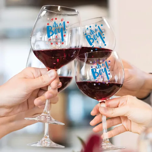 Miniatura 2 de Wine Wear Marcadores de bebidas, 12 unidades, calcomanías adhesivas reutilizables para revelación de género para baby shower (bebé niño)