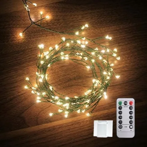 Dailyart - Cadena de luces LED de 6 pies con 120 microestrellas, funciona con pilas, impermeable, alambre de cobre verde oscuro, para guirnalda,