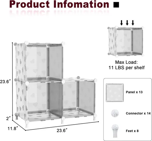 Miniatura 3 de UNKU Organizador de almacenamiento de cubos, 3 cubos organizadores de armario, estantes de almacenamiento, estantería apilable para bricolaje