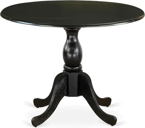 Miniatura 11 de East West Furniture DST-BCH-TP Dublin Mesa de comedor – una mesa redonda de madera maciza con base de gota y pedestal, 42 x 42 pulgadas, negro