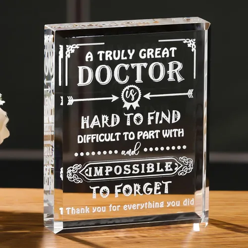 Regalos de médico Movdyka para hombres y mujeres Placa conmemorativa de cristal Los mejores regalos del médico de todos los tiempos Regalo único de