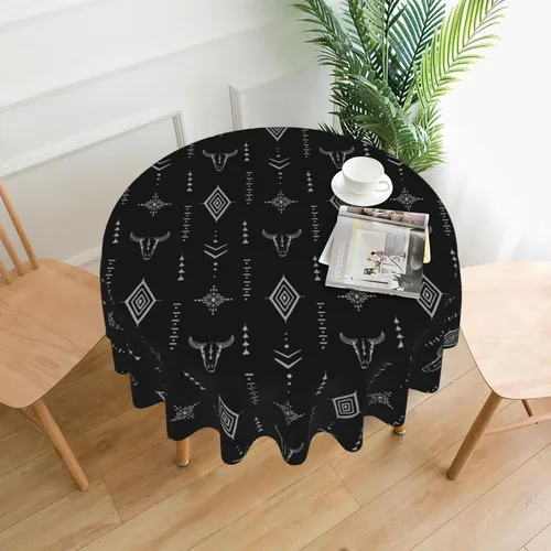 Mantel decorativo con patrón azteca, estilo nativo étnico, bohemio, geométrico, verde, para cocina, banquete de fiesta y vacaciones, color negro,