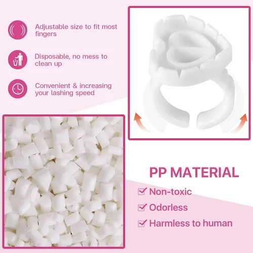 Miniatura 4 de Pretty memory - Anillos de pegamento para extensiones de pestañas, 100 unidades, anillos de pestañas inteligentes, con forma de corazón, soporte